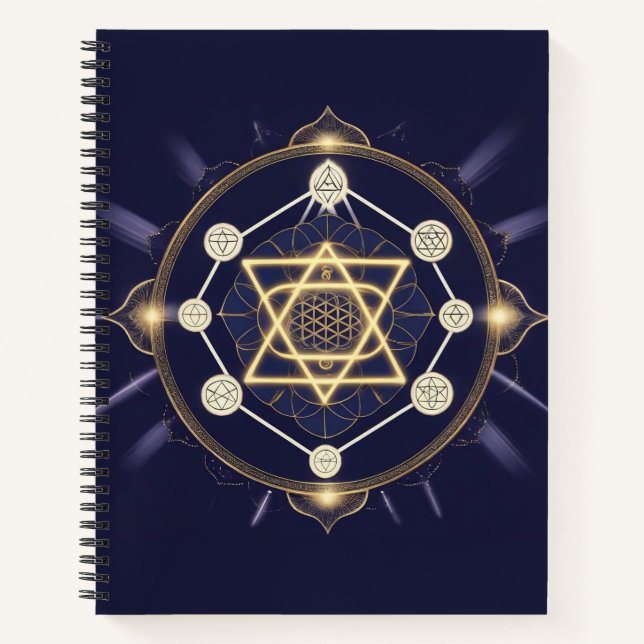 Flower of Infinity — Sacred Geometry Celestial Notebook (Front)