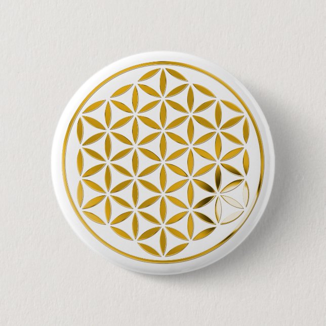 Flower Of Life 1 - Gold stamp 2 Inch Round Button (Front)