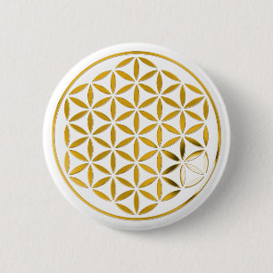 Flower Of Life 1 - Gold stamp 2 Inch Round Button