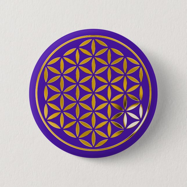 Flower Of Life 1 - Gold stamp | violet 2 Inch Round Button (Front)