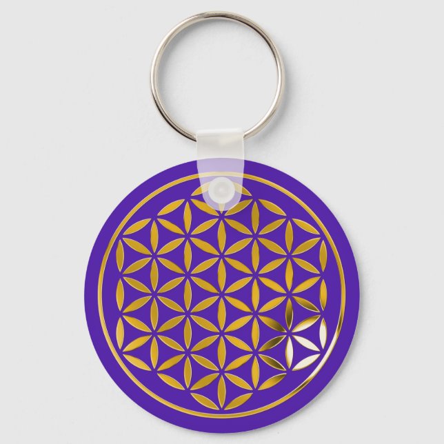 Flower Of Life 1 - Gold stamp | violet Keychain (Front)