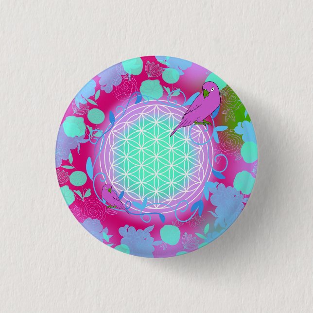 flower of life 1 inch round button (Front)