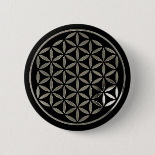 Flower Of Life 1 - Silver stamp black 2 Inch Round Button