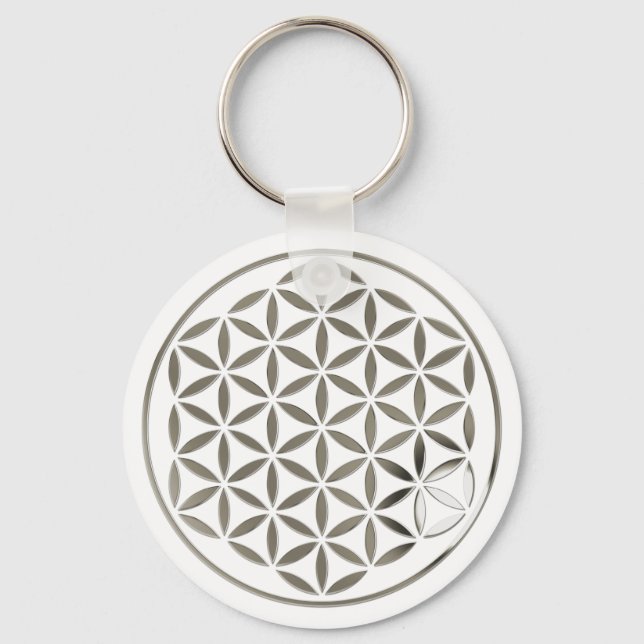 Flower Of Life 1 - Silver stamp Keychain (Front)