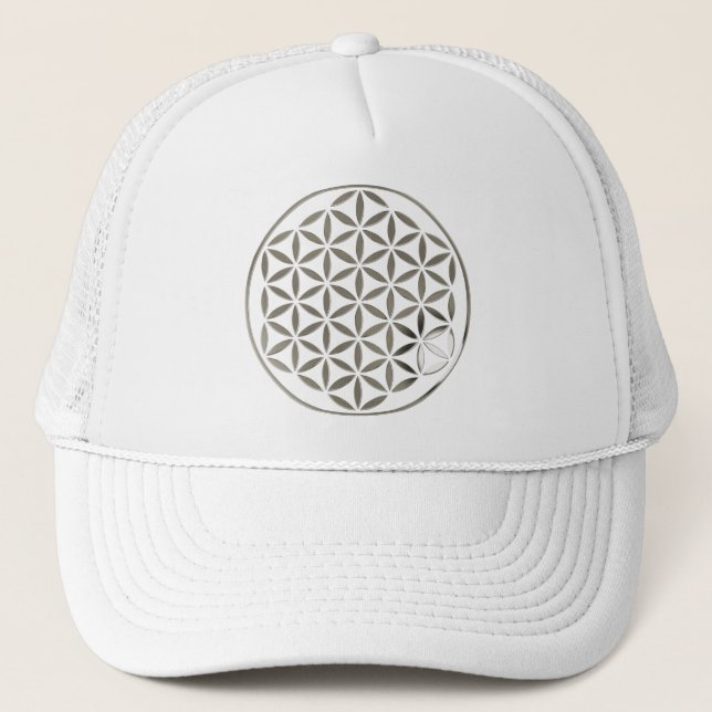 Flower Of Life 1 - Silver stamp Trucker Hat (Front)