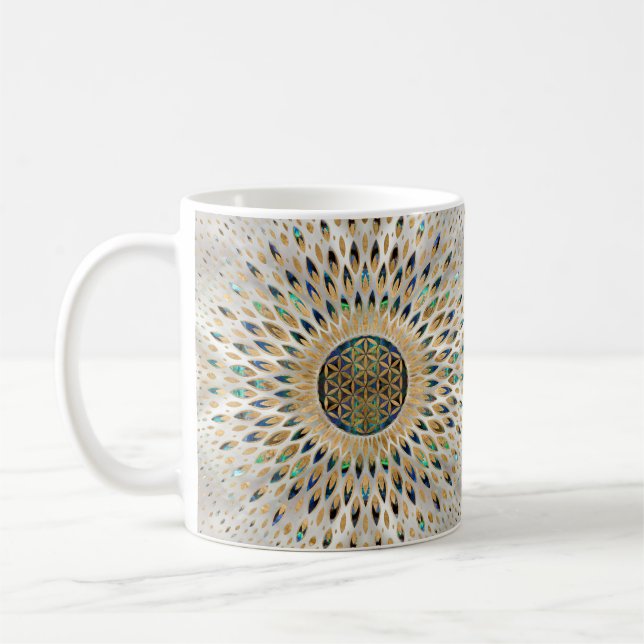 Flower of Life  - Abalone Shell and Pearl Coffee Mug (Left)