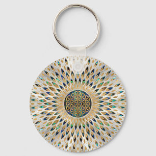 Flower of Life  - Abalone Shell and Pearl Keychain