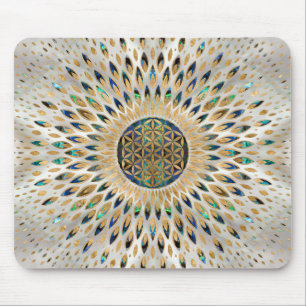 Flower of Life - Abalone Shell and Pearl Mouse Pad