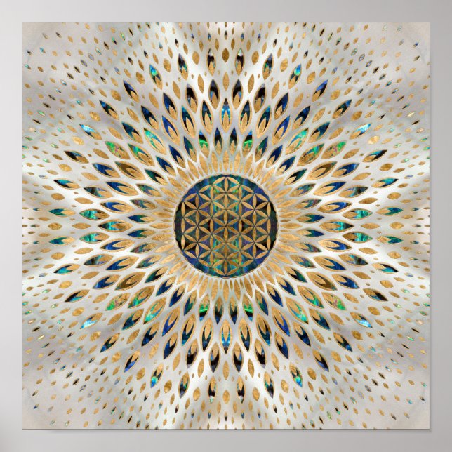Flower of Life  - Abalone Shell and Pearl Poster (Front)