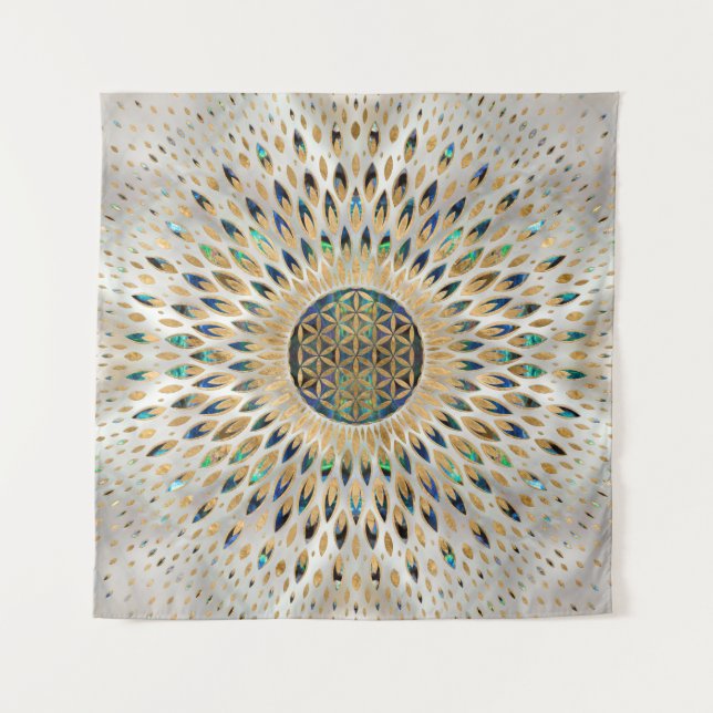 Flower of Life  - Abalone Shell and Pearl Tapestry (Front)
