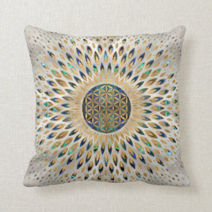 Flower of Life  - Abalone Shell and Pearl Throw Pillow