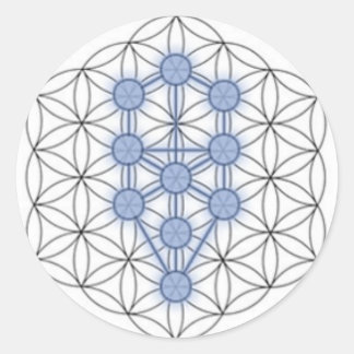 Flower of life and tree of life. classic round sticker