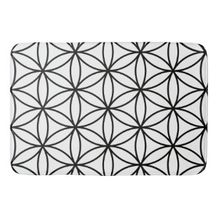 Flower of Life Big Pattern – Black on White Bath Mat