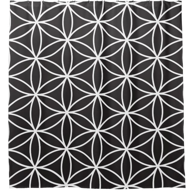 Flower of Life Big Pattern White on Black (Front)