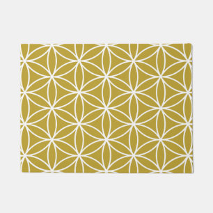 Flower of Life Big Pattern White on Gold Doormat