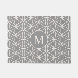 Flower of Life Big Ptn Cream on Grey(Personalized) Doormat