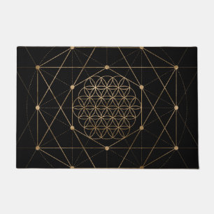 Flower of Life Black and Gold Doormat