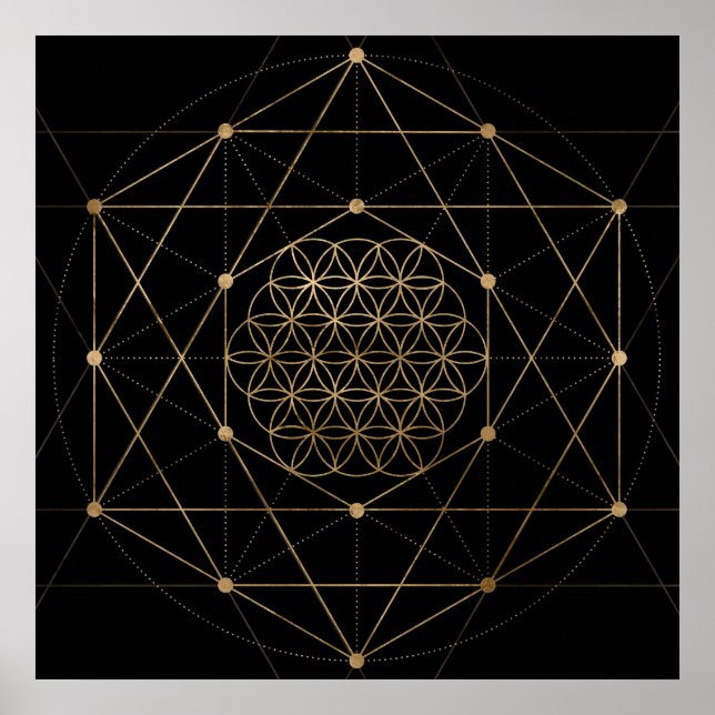 Flower of Life Black and Gold Poster (Front)