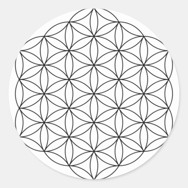 Flower of Life (Black and White) Classic Round Sticker (Front)