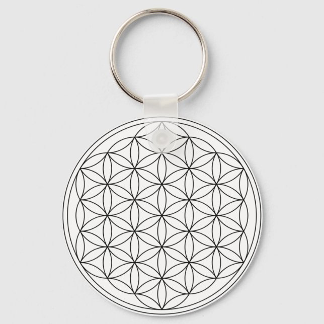 Flower of Life (Black and White) Keychain (Front)