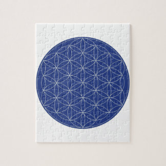 Flower of Life Blue Silver Jigsaw Puzzle