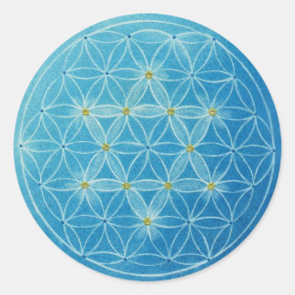 Flower of Life - Blue Six-Pointed Star Classic Round Sticker