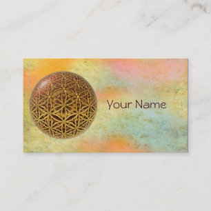 Flower Of Life / Blume des Lebens - ball grid gold Business Card