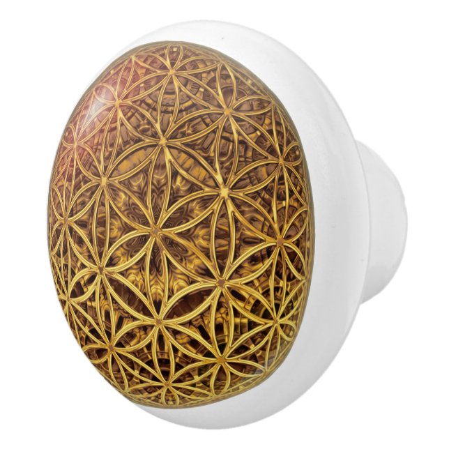 Flower Of Life / Blume des Lebens - ball grid gold Ceramic Knob (Right)