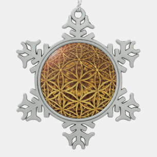 Flower Of Life / Blume des Lebens - ball grid gold Snowflake Pewter Christmas Ornament