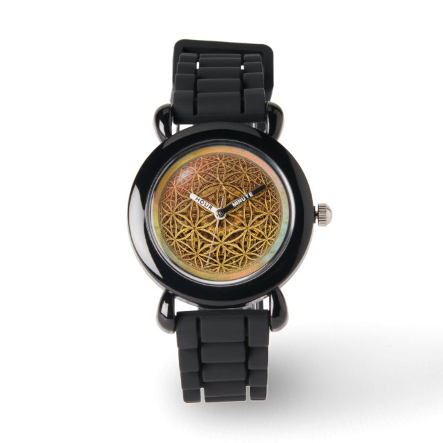 Flower Of Life / Blume des Lebens - ball grid gold Watch (Front)