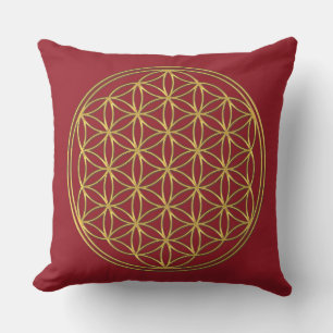Flower Of Life / Blume des Lebens - brilliant gold Throw Pillow