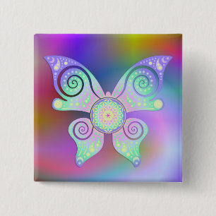 Flower of Life / Blume des Lebens - butterfly 2 Inch Square Button