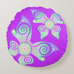 Flower of Life / Blume des Lebens - butterfly Round Pillow