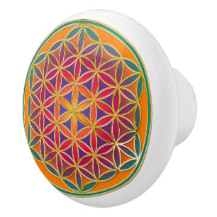 Flower Of Life / Blume des Lebens - Button III Ceramic Knob