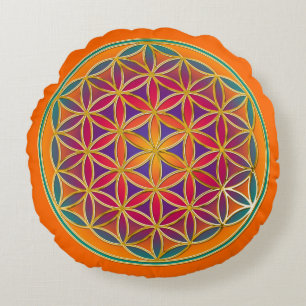 Flower Of Life / Blume des Lebens - Button III Round Pillow