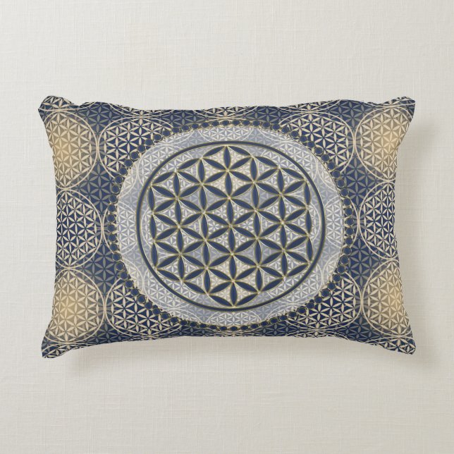Flower of Life / Blume des Lebens - Button IX Accent Pillow (Front)