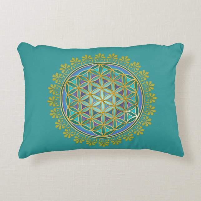 Flower Of Life / Blume des Lebens - Button V Decorative Pillow (Front)