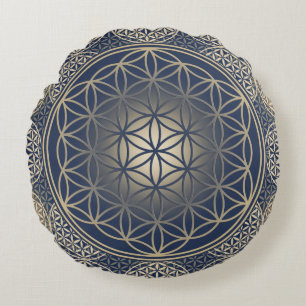 Flower Of Life / Blume des Lebens - Button VIII Round Pillow
