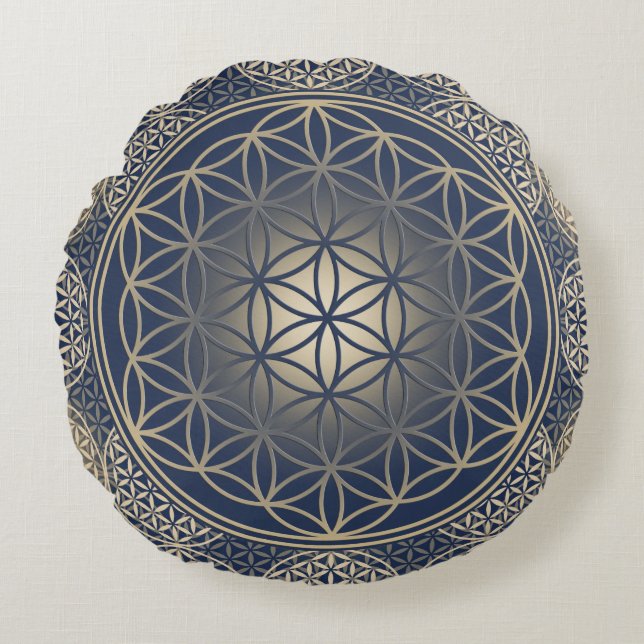 Flower Of Life / Blume des Lebens - Button VIII Round Pillow (Front)