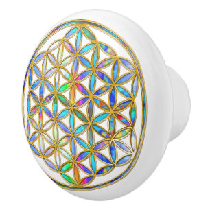 Flower Of Life / Blume des Lebens - colourful Ceramic Knob