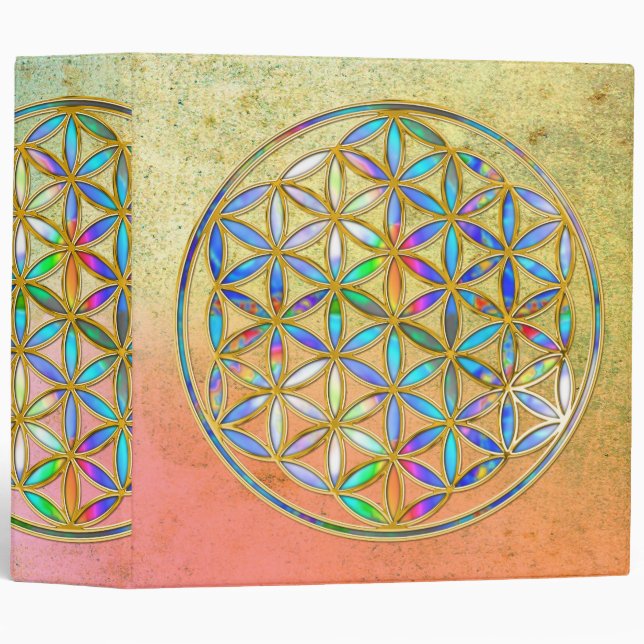 Flower of Life / Blume des Lebens - gold colourful Binder (Front/Spine)