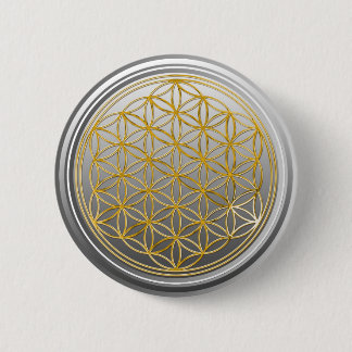 Flower Of Life / Blume des Lebens - GOLD grey 2 Inch Round Button