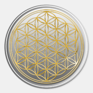 Flower Of Life / Blume des Lebens - GOLD grey Classic Round Sticker