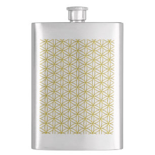 Flower of Life / Blume des Lebens - gold pattern Hip Flask