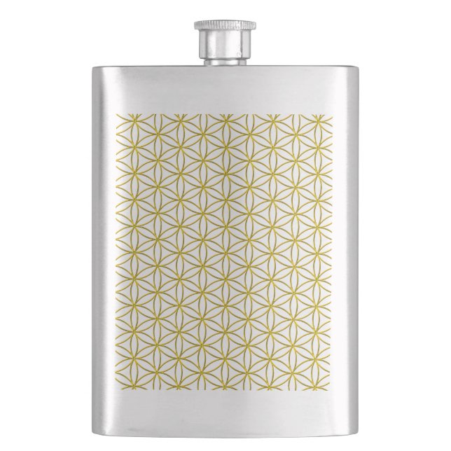 Flower of Life / Blume des Lebens - gold pattern Hip Flask (Front)