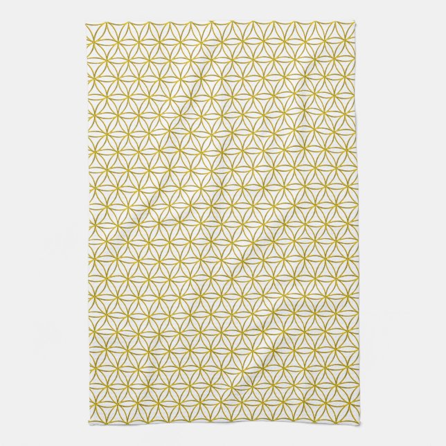 Flower of Life / Blume des Lebens - gold pattern Kitchen Towel (Vertical)