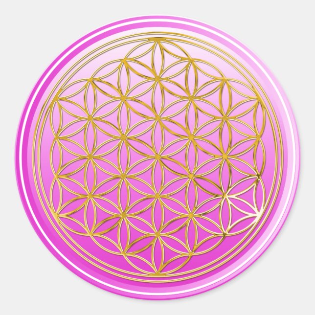 Flower Of Life / Blume des Lebens - GOLD pink Classic Round Sticker (Front)