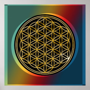 Flower Of Life / Blume des Lebens - gold Poster