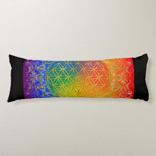Flower Of Life / Blume des Lebens - GOLD rainbow Body Pillow