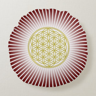 Flower Of Life / Blume des Lebens - gold rays Round Pillow